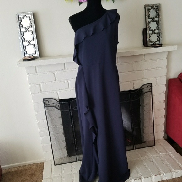 Calvin Klein Dresses & Skirts - SALE Calvin Klein ONE Shoulder Ruffled Gown Size14